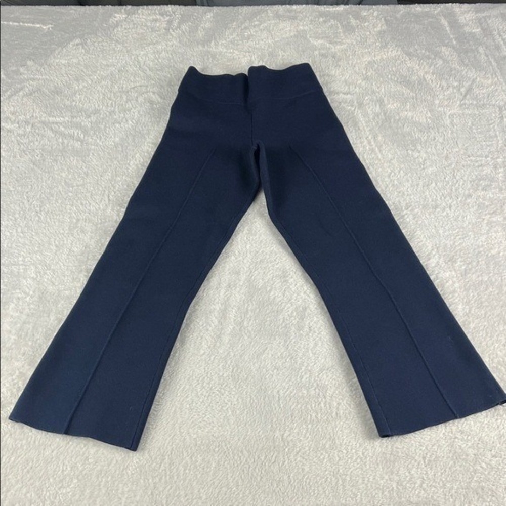 J.Crew Knit Flare Pants Womens XSP Navy Blue High Rise Stretch Seam NWT
